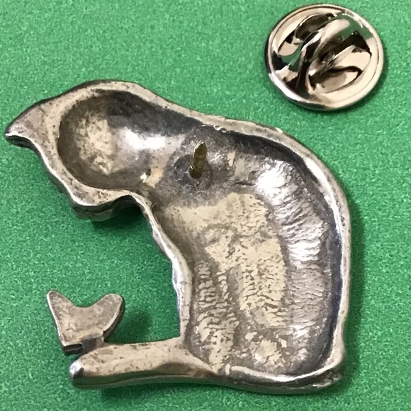 Vintage Pewter Cat with Butterfly Brooch Pin - Picture 10 of 11